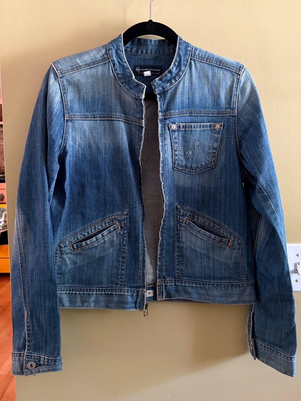AG Denim Jacket- cotton with some stretch, “the Pilot” - soft, classic and a L